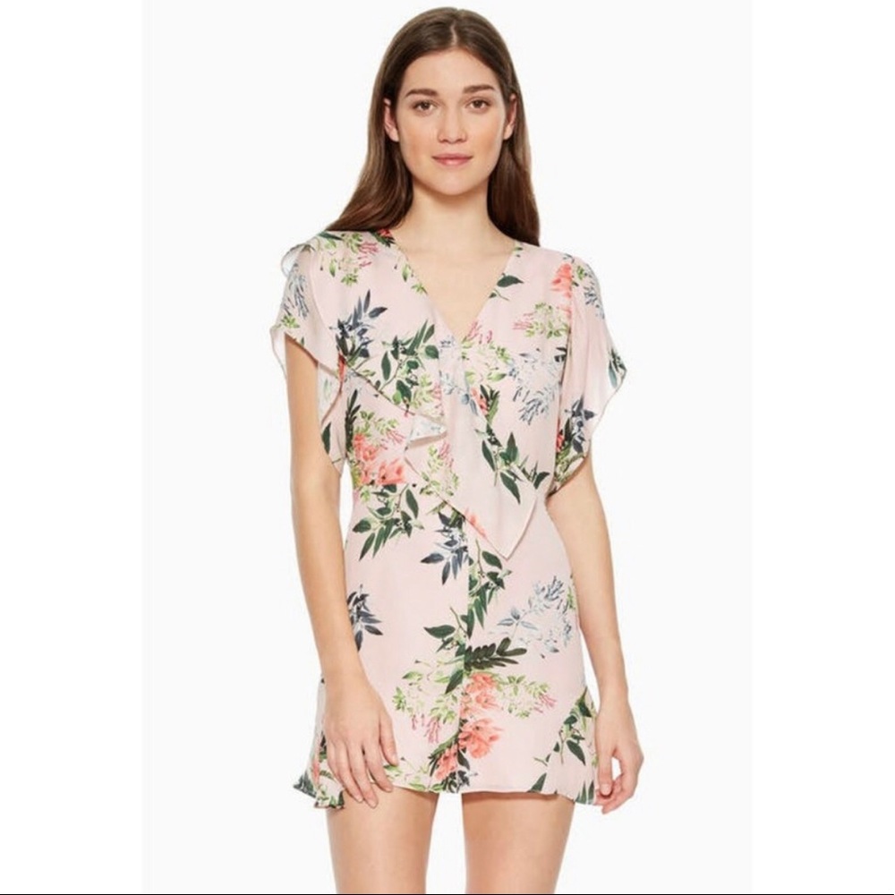 Parker Bradley Tropical Floral Silk Pink Ruffle 0